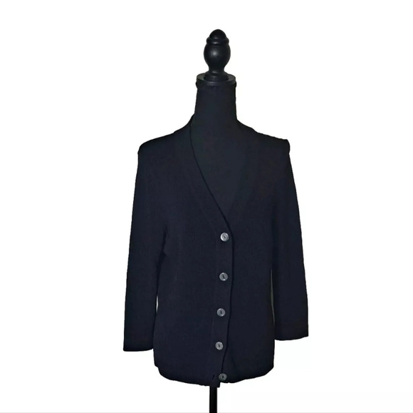 Harold's | Black V-neck Button Front Cardigan Size Large b27#19 - Picture 1 of 8